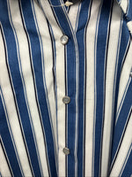 New Women’s H Bar C Blue Stripe Long Sleeve Pearl Snap Size 36 LL-57