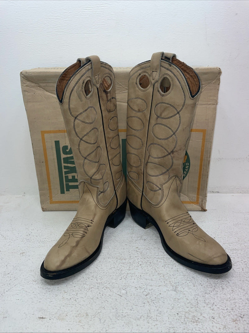New Men’s Cream Texas Brand Cowboy Boots. 7899 7.5 7 1/2 D. 1-72