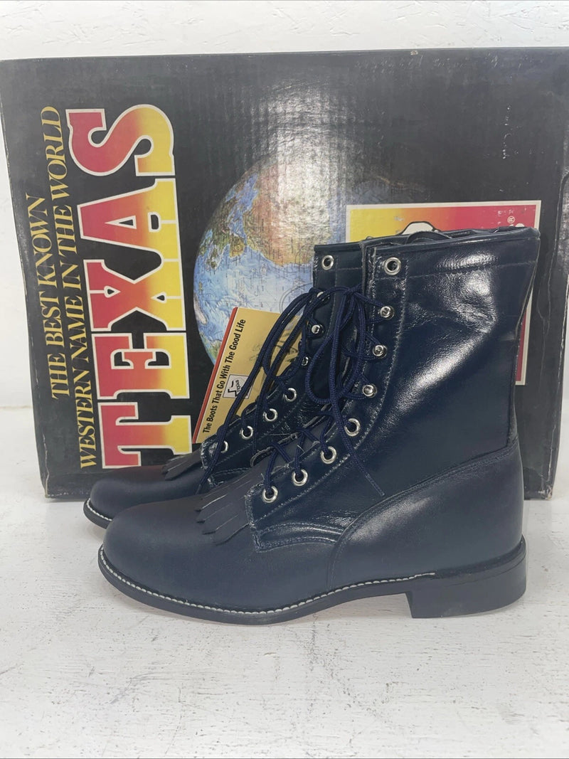 New Women’s Blue Lace Up Texas Brand Cowboy Boots. 4445 7 M. 18-81