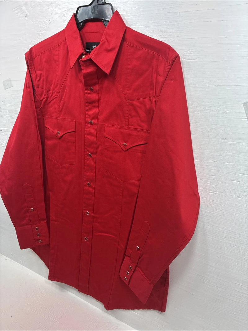 New Men’s Western Express Jean Red long Sleeve Pearl Snap XL T-23