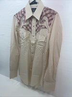 New Men’s Champion Western Tan Long Sleeve Pearl Snap 15.5 X 34 Medium B-111