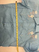New Women’s Champion Western Blue Design Long Sleeve Pearl Snap 14.5 M KK-30