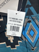 New Men’s Cumberland Blue Black Long Sleeve Pearl Snap Large X-2