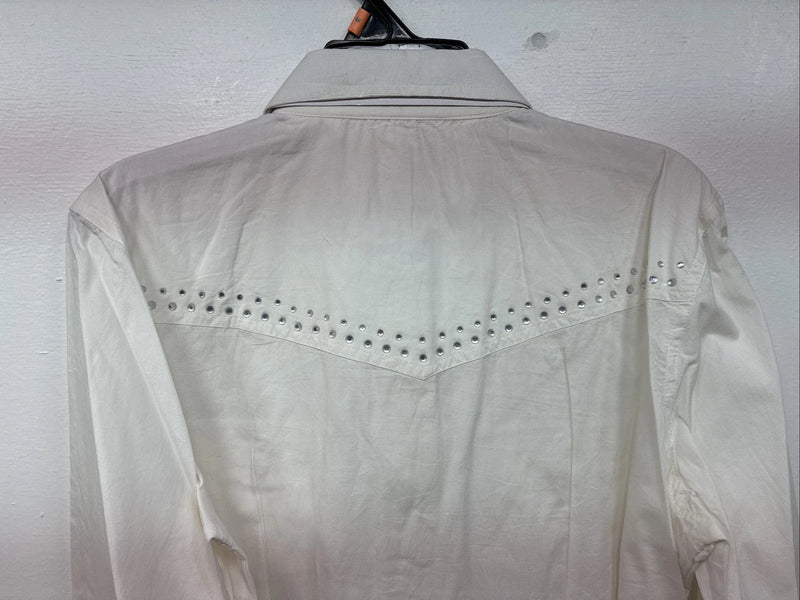 New Women’s Cumberland White Gem Long Sleeve Pearl Snap Medium LL-8
