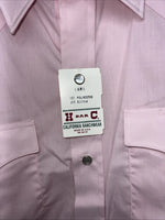 New Men’s Pink HbarC Ranchwear Pearl Snap Long Sleeve Shirt. 16x33 L P-50
