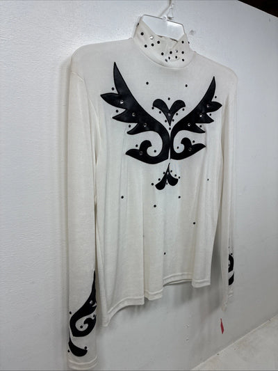 New Women’s 1849 RanchWear White Black Long Sleeve Shirt Size Large TT-75