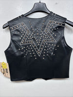 New Women’s 1849 RanchWear Black Rhinestone Vest Zip Up Size Medium YY-36