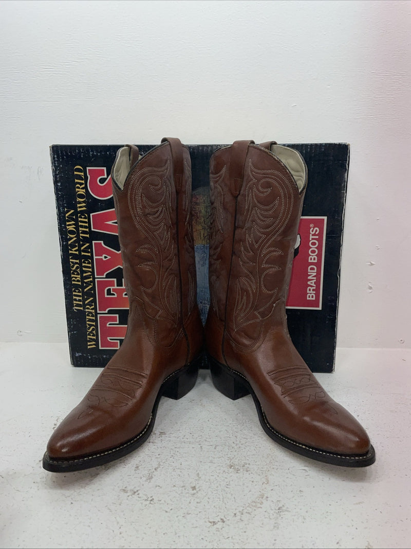 New Men’s Brown Texas Brand Cowboy Boots. 5111 10.5 10 1/2 D. 7-109