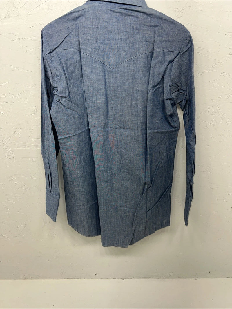 New Men’s Denim Champion Westerns Long Sleeve Pearl Snap Shirt. 15.5x33 M S-10