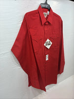 New Men’s ELY Cattleman Red Simple Long Sleeve Pearl Snap 17 X 35 XL M-78