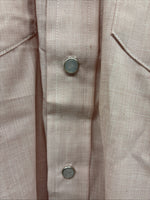 New Men’s H Bar C Pink Long Sleeve Pearl Snap 15.5 Medium J-43