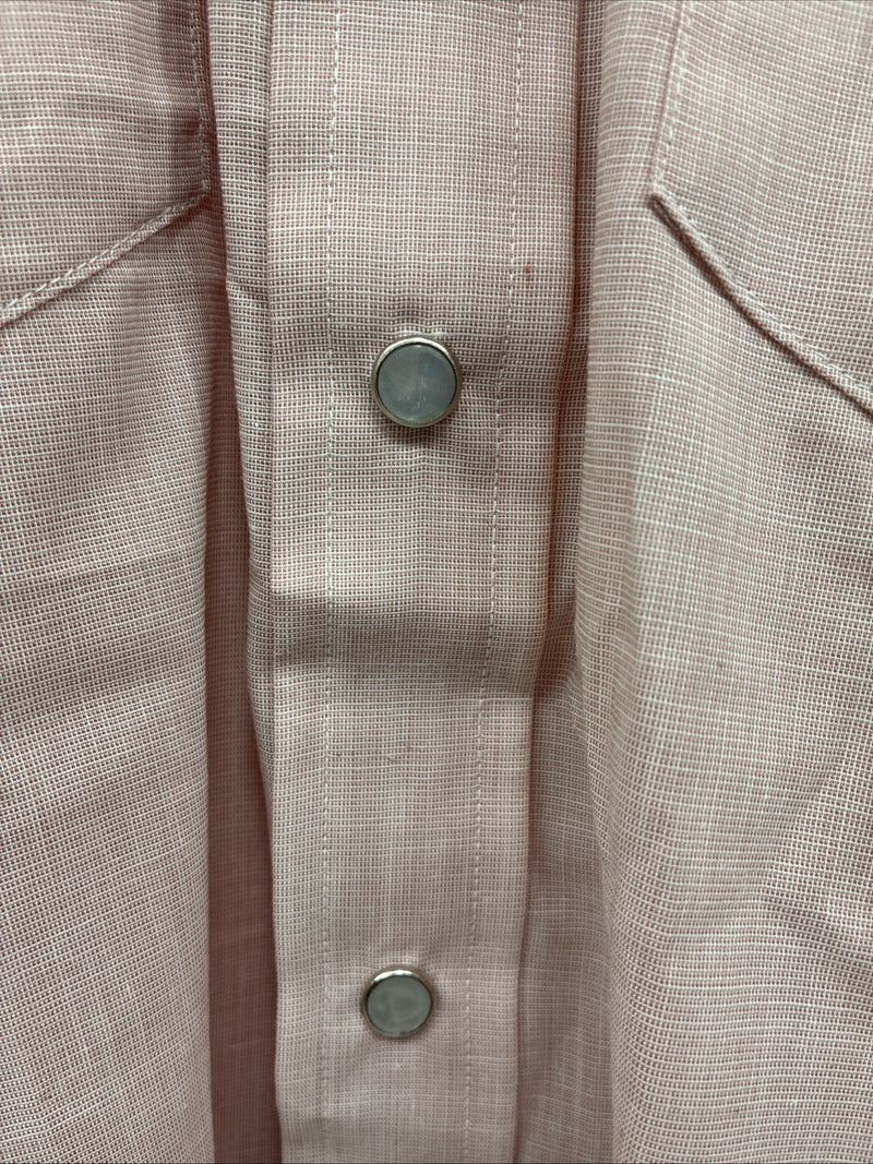 New Men’s H Bar C Pink Long Sleeve Pearl Snap 15.5 Medium J-43