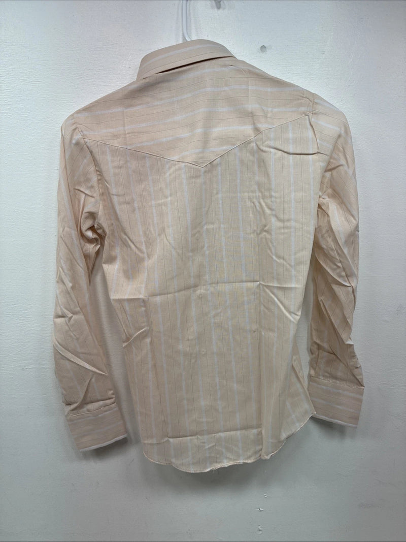 New Boys ELY Plains Tan Stripe Long Sleeve Pearl Snap Size 14 DD-108