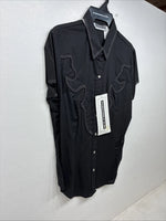 New Women’s Panhandle Slim Black Short Sleeve Pearl Snap Medium TT-23