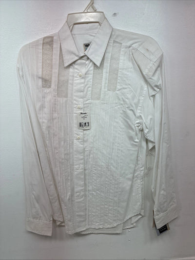 New Women’s Wrangler White Design Long Sleeve Button Up Medium MM-59
