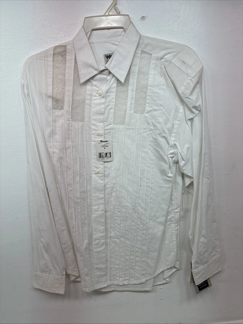 New Women’s Wrangler White Design Long Sleeve Button Up Medium MM-59