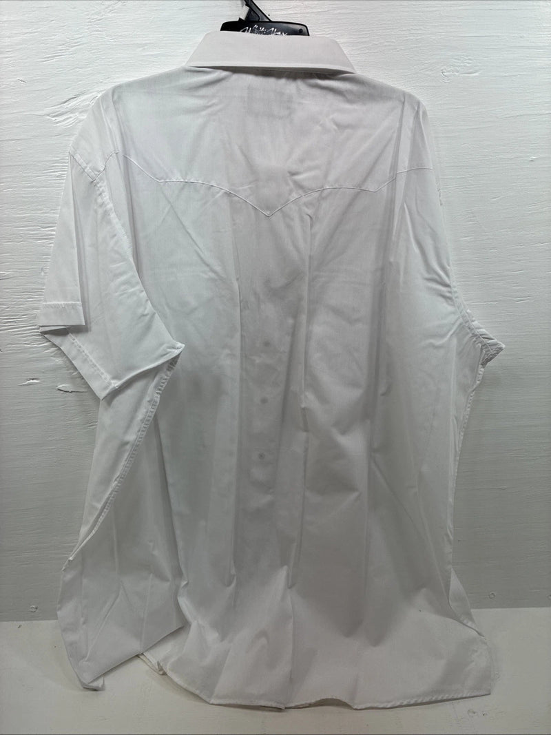 New Men’s White Horse White Shirt Sleeve Pearl Snap 4XL E-96