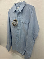 New Men’s Circle S Blue Long Sleeve Pearl Snap 16 X 36 Large X-62