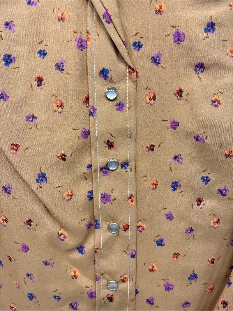 New Women’s Dickson Jenkins Orange Floral Long Sleeve Pearl Snap Size 30 MM-55