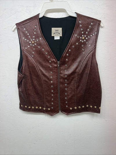 New Women’s 1849 Authentic Ranchwear Brown Show Vest Large E-603