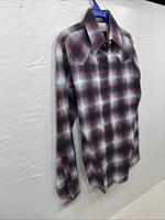 New Kids Panhandle Slim Red Blue Plaid Long Sleeve Pearl Snap Size 10 CC-93
