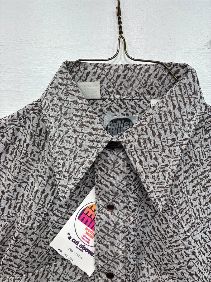 New Women’s Miller Brown Design Long Sleeve Pearl Snap Size 14.5 MM-28