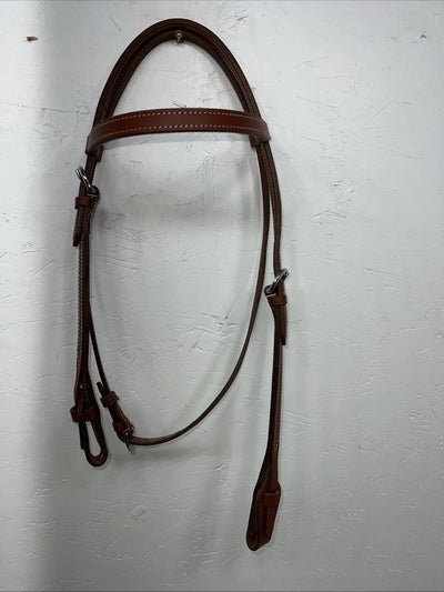 New Leather Trainer Dark Oil Browband Headstall Silver Buckles S-60