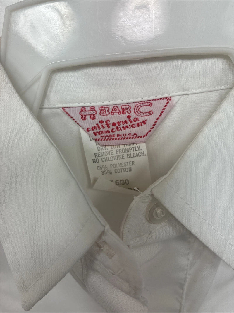 New Women’s H Bar C White Deigned Long Sleeve Pearl Snap Size 30 MM-62