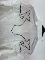 New Women’s White horse White Design Long Sleeve Pearl Snap Large KK-123