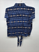 New Women’s Cumberland Blue Design Short Sleeve Pearl Snap Size Large TT-73