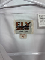 New Men’s ELY Cattleman White Long Sleeve Pearl Snap 17.5 X 35 XL CC-10