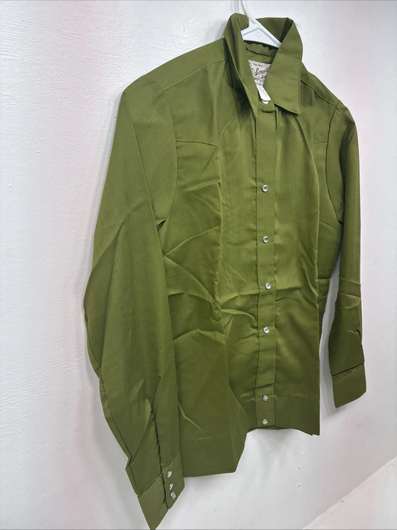 New Women’s Rockmount Green Long Sleeve Pearl Snap Size 32 KK-24