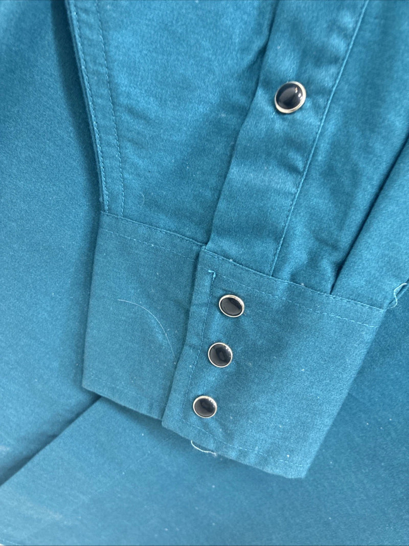 New Men’s Cumberland Blue Black Long Sleeve Pearl Snap Large X-2