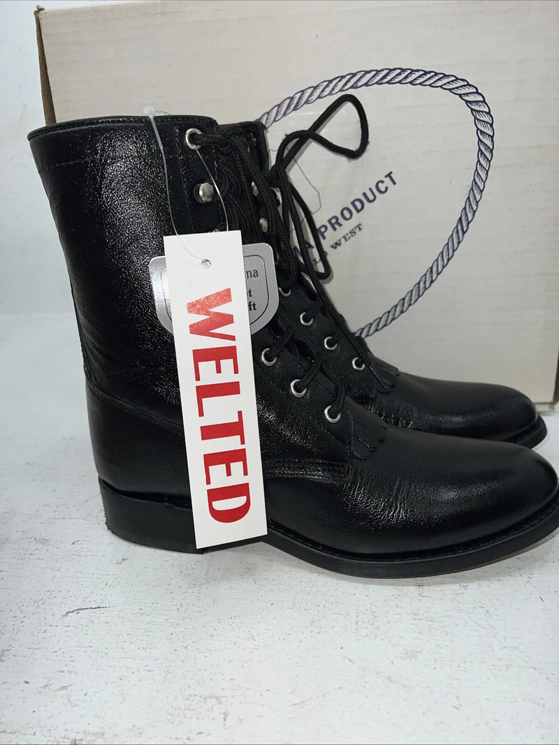 New Women’s Black A Jama Product Lace Up Cowboy Boots. 5110G 6.5 6 1/2. 18-10
