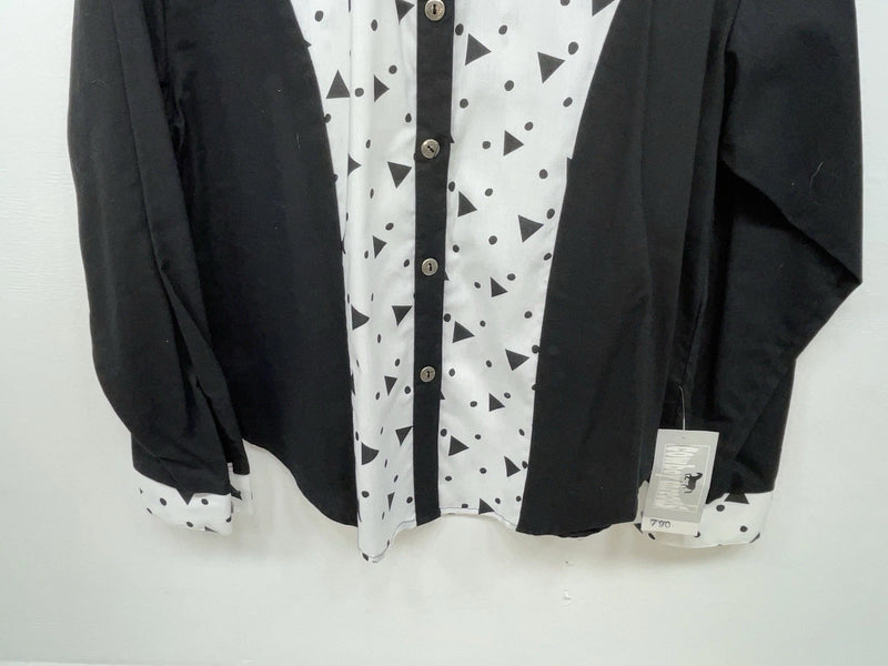 New Women’s Black White Cowboy Threads Long Sleeve Button Up Shirt M #790 3B-21