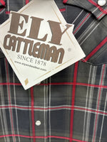 New Kids ELY Cattleman Green Plaid Long Sleeve Pearl Snap Medium DD-27