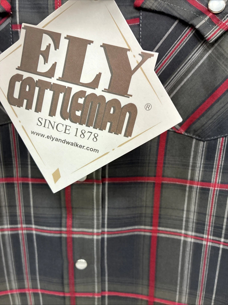 New Kids ELY Cattleman Green Plaid Long Sleeve Pearl Snap Medium DD-27