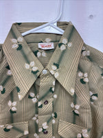 New Women’s ELY Plains Yellow Green Floral Long Sleeve Pearl Snap 16 GG-19