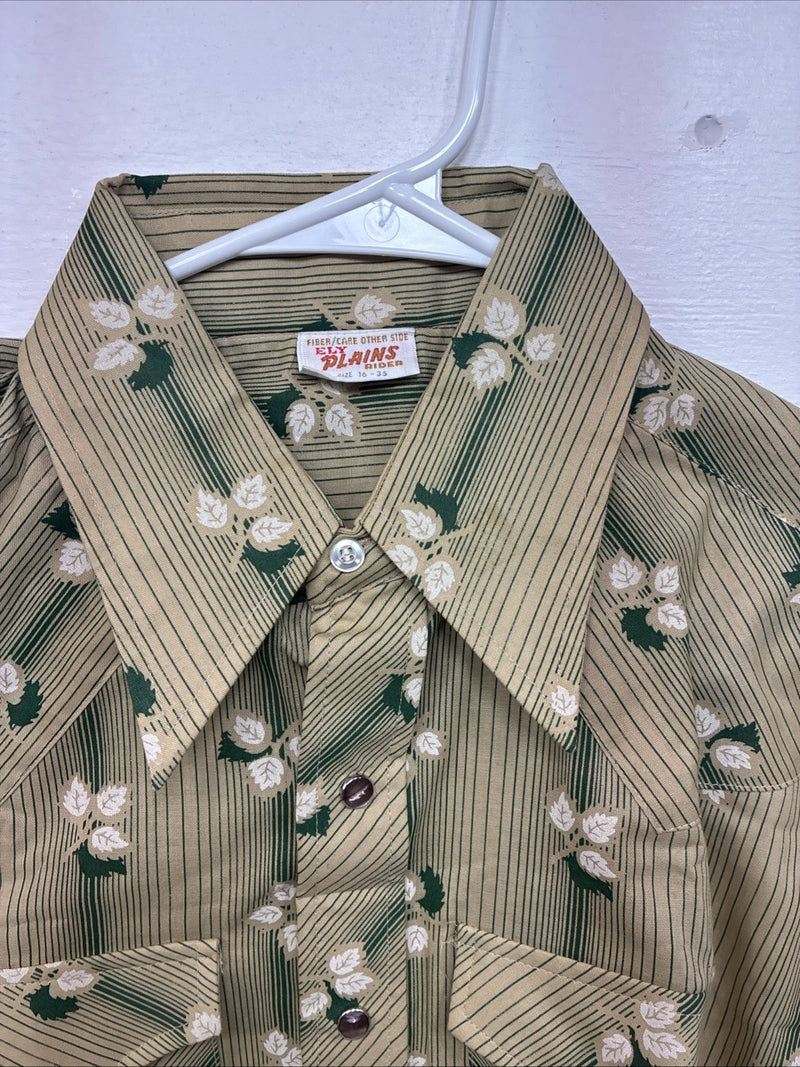 New Women’s ELY Plains Yellow Green Floral Long Sleeve Pearl Snap 16 GG-19