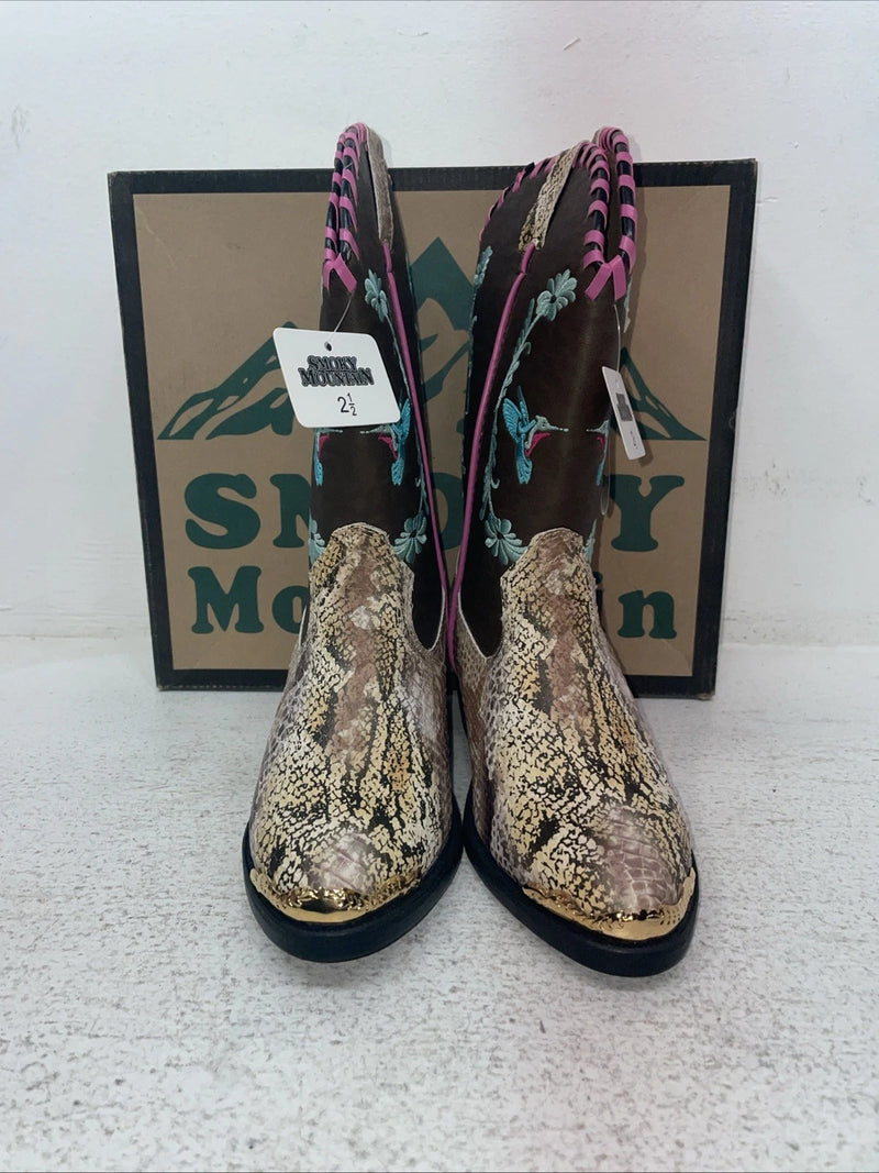 New Kids Brown Snake Skin Smoky Mountain Cowboy Boots. 1087 C 2.5 2 1/2. 23-146