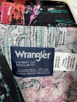 New Men’s Wrangler Black Multiple Western Design Long Sleeve Button Up XL J-28