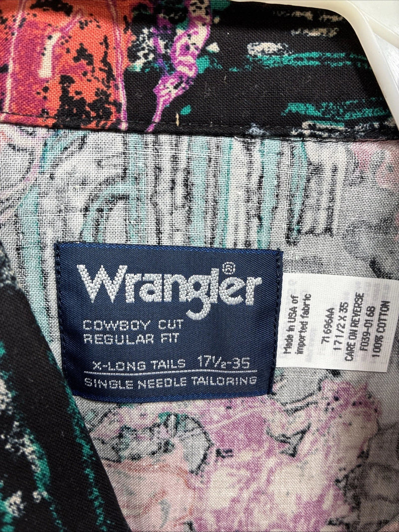 New Men’s Wrangler Black Multiple Western Design Long Sleeve Button Up XL J-28