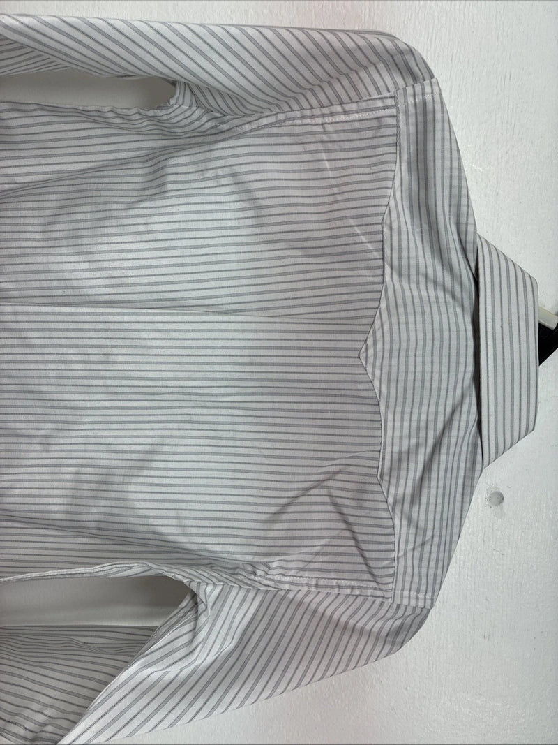 New Kids White Horse Gray Stripe Long Sleeve Pearl Snap Small DD-129