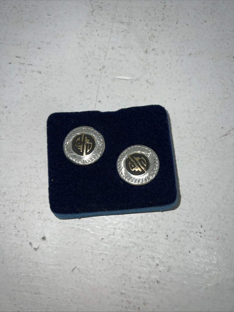New Women’s Montana Silversmiths Silver Black Gold Round Earrings. ER354 A-36