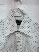 New Men’s Champion Western White Floral Short Sleeve Pearl Snap 14 Small AA-96