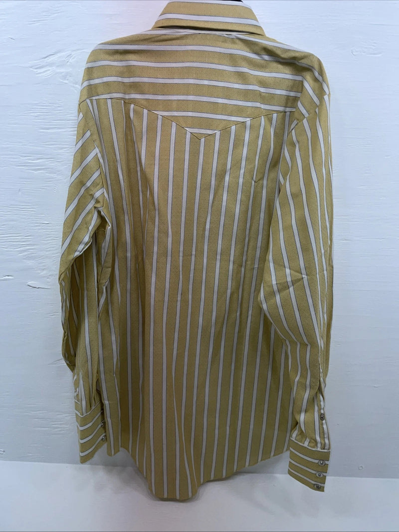 New Men’s Fenton Yellow Long Sleeve Pearl Snap Medium B-96