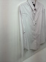 New Women’s White Horse White Gem Long Sleeve Pearl Snap XL II-32