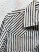 New Men’s Champion Western White Gray Stripe Long Sleeve Pearl Medium E-75