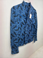 New Kids Blue Designed Long Sleeve Button Up Medium TT-45