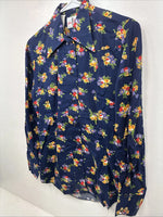 New Women’s Tem Tex Blue Floral Long Sleeve Pearl Snap Size 36 LL-17